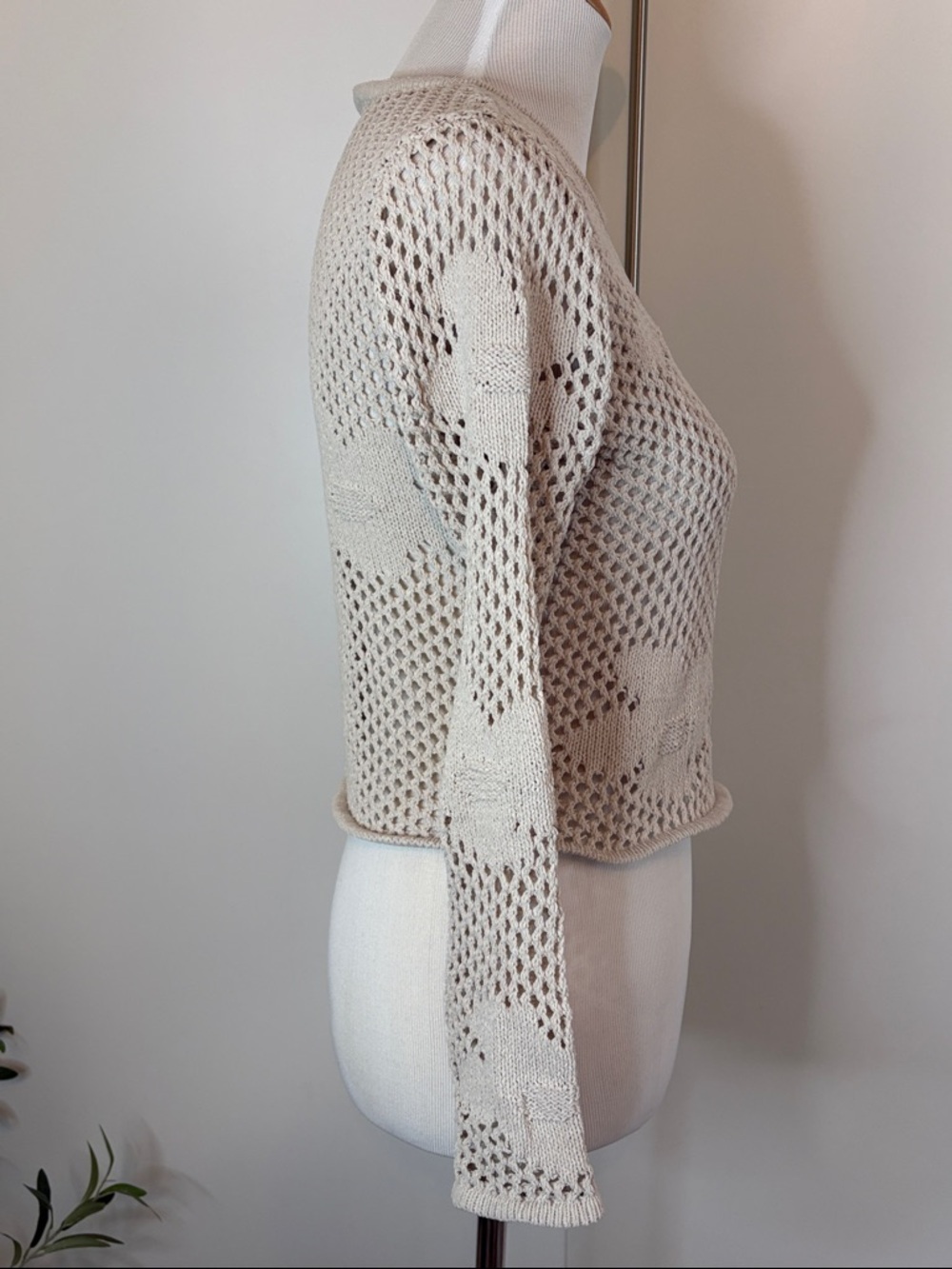 Z Supply Neutral Open-Knit Crewneck Sweater | XS - Picture 5 of 8